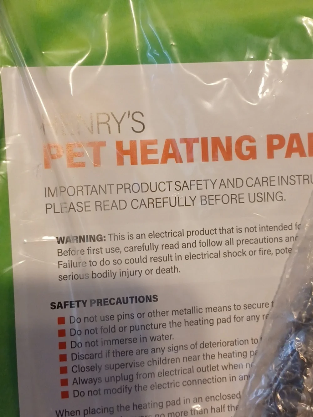 Henry's Pet Heating Pad